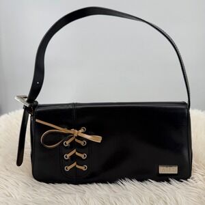 Ruby London Black Shoulder‎ Bag Lace Up 90's Y2K Style Purse Trendy